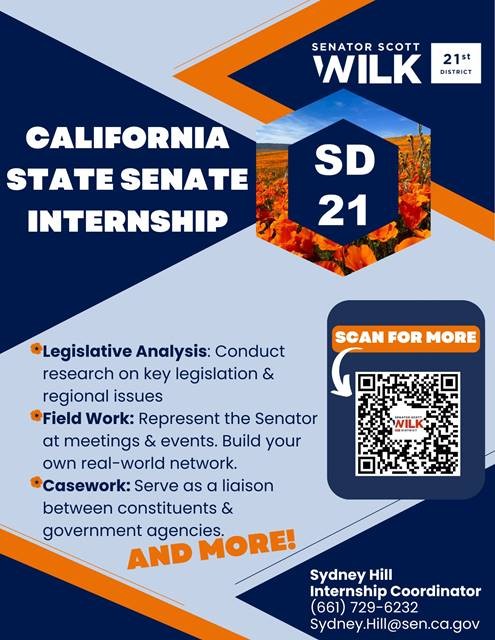 Internship Opportunity: Senator Scott Wilk