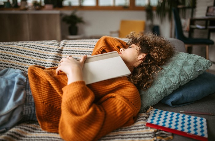 Student on couch