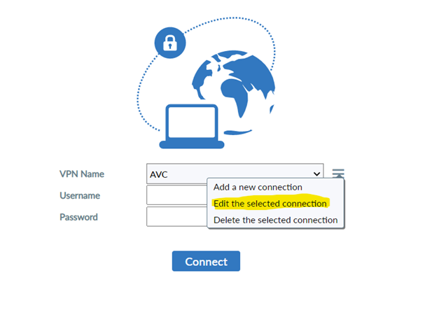 Edit the selected connection