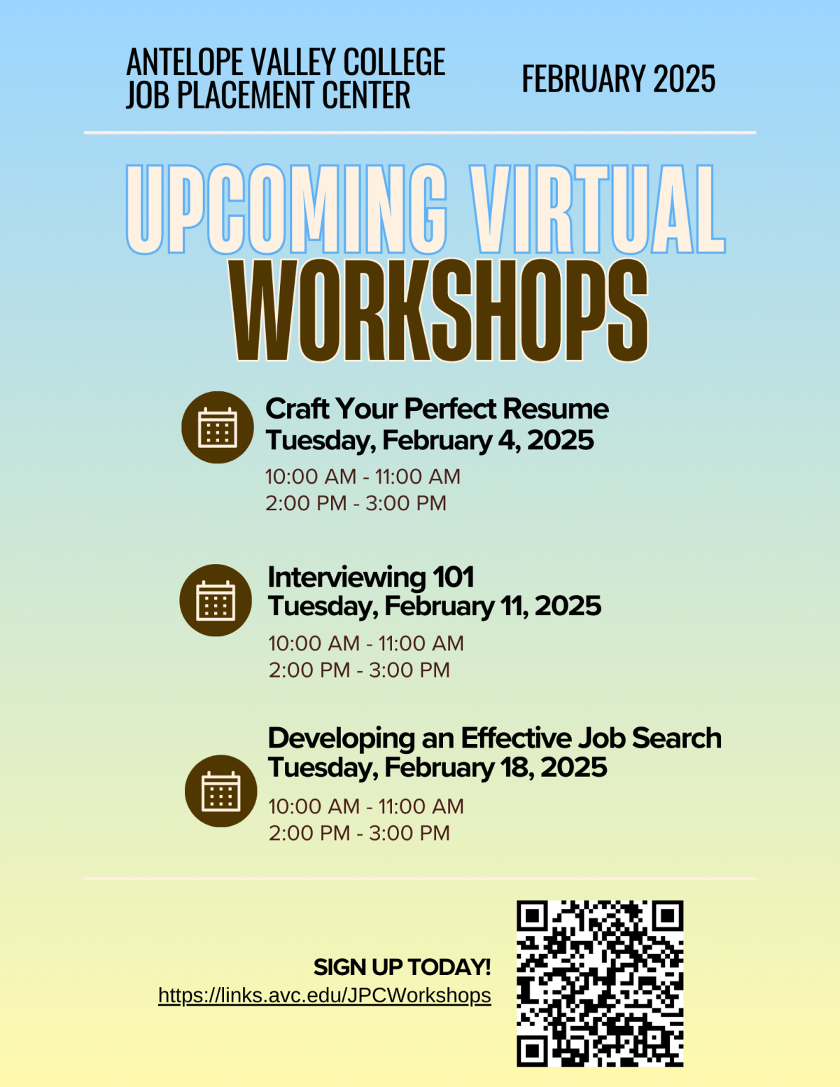 AVC Upcoming Virtual Workshops Feb 2025