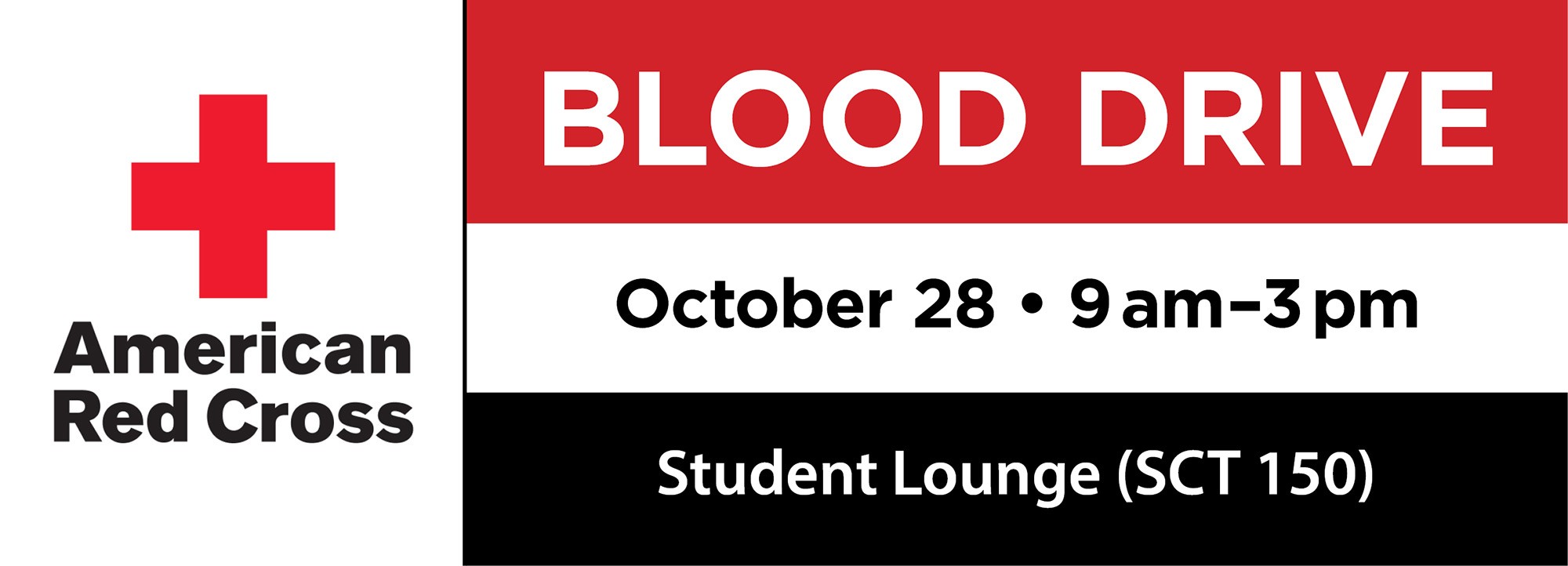 American Red Cross Blood Drive on Monday, October 28 in SCT 150