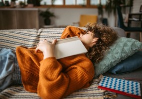 Student on couch