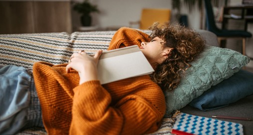 Student on couch